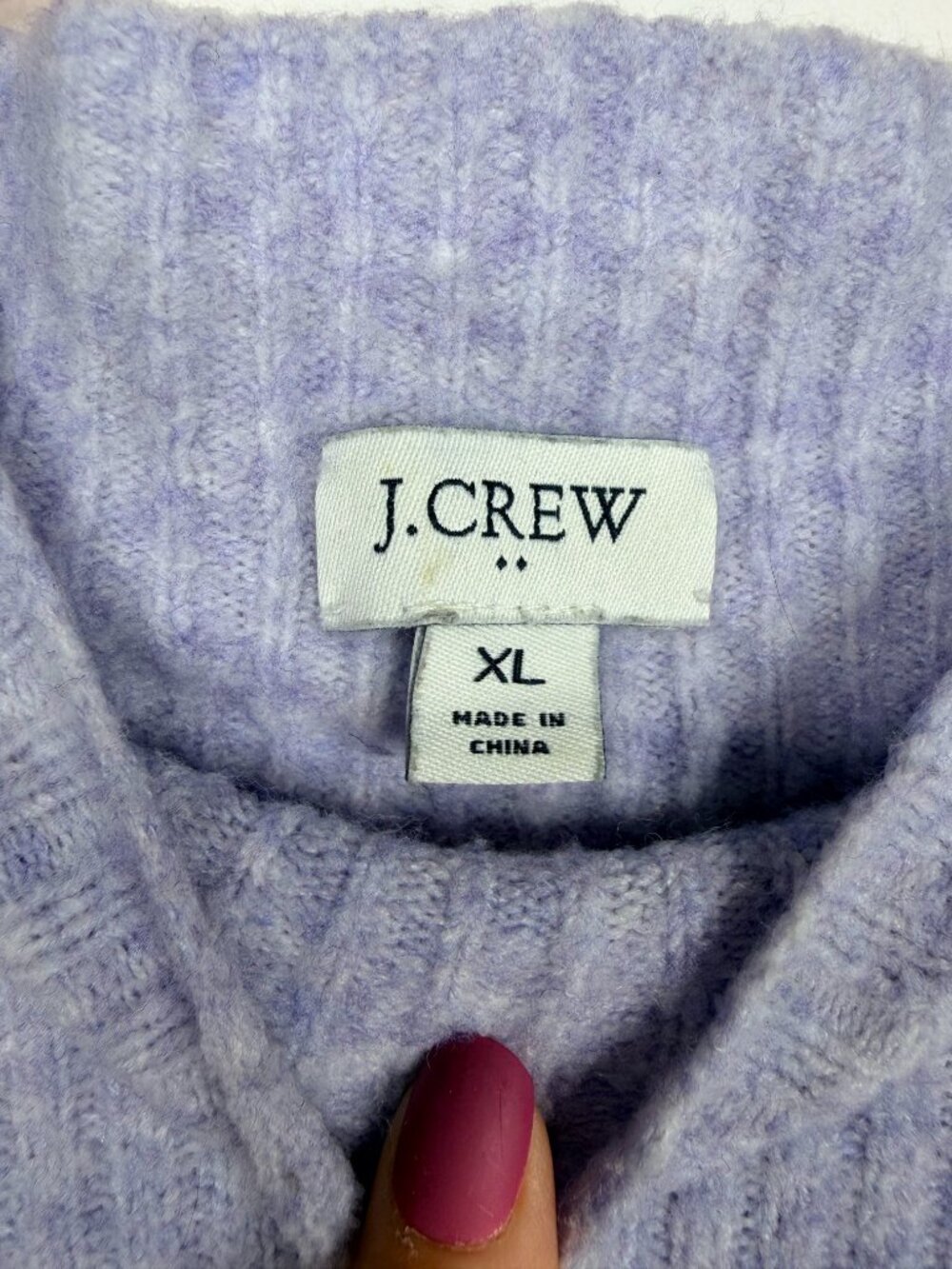 2/$30 J. Crew Ribbed Mockneck Sweater in Extra-soft Yarn Lilac XL #A2237 - Picture 6 of 7